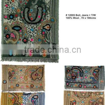 BOIL WOOL SHAWLS WITH EMBROIDERY