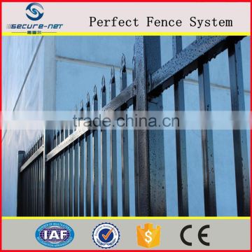 Pressed spear top security punched tubular rails Steel fencing