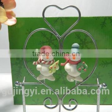 double acrylic snowmans metal table decoration for Valentines