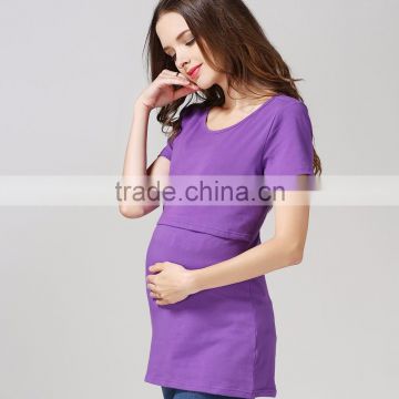 Wild Maternity Tops Hide Opening Breastfeeding Clothing Scoop Neck Pregnant Mother T-shirts