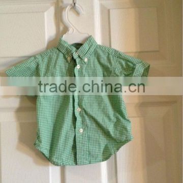 Polo Shirt Infant Green White Plaid Gentleman Clothes