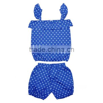 Wholesale 2 pieces full polka dot top and shorts clothes set