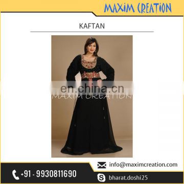 Alluring Black Coloured Kaftan Style Dress with Long Sleeves Available at Low Rate
