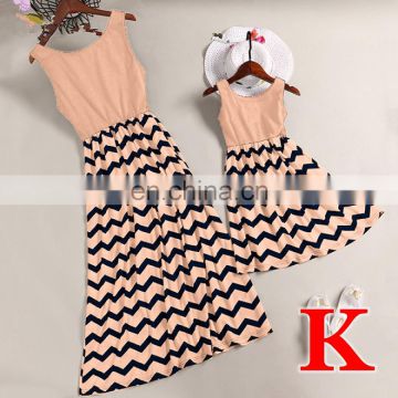 2019 New Matching Mother Daughter Dresses Chevron Mother And Daughter Dresses Party (this link for KIDS)