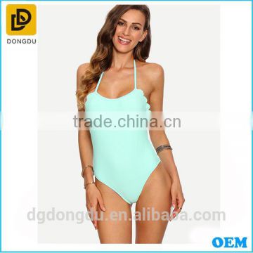 New Design 2016 Hot Women Sexy Mint Green Backless One-Piece Swimwear