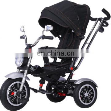 Kids tricycle 4 in 1 with lights and music/Multifunctional folding and rotating tricycle/ Linen canopy tricycle