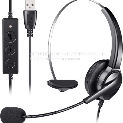 USB Headset with Microphone,Computer Headset with Noise Cancelling Mic, Stereo Wired Headphone for PC Laptop Call Center Customer Service