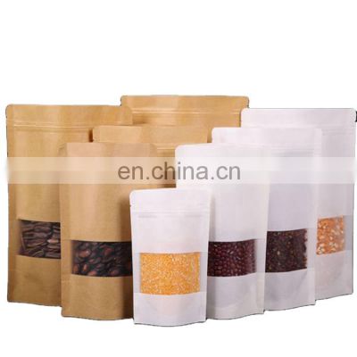 Quality Assurance Resealable Food Storage Kraft Packaging Pouches Bag With Clear Window