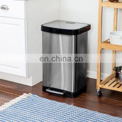 Unique Soft Closed 55 L  Finger print proof Custom Stainless Steel Garbage With Foot Trash Can