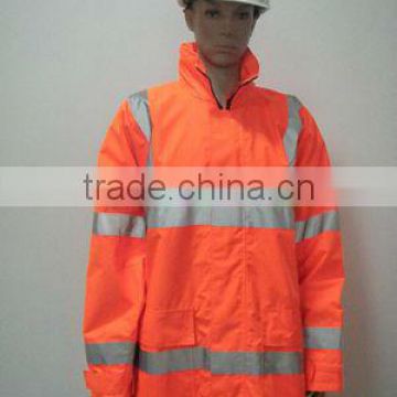 cheap High visibility PVC work waterpoof raincoat