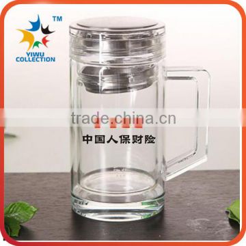 High Quality 500ML Double Wall Insulated Glass Water Bottles With Bamboo Lid and Tea Infuser