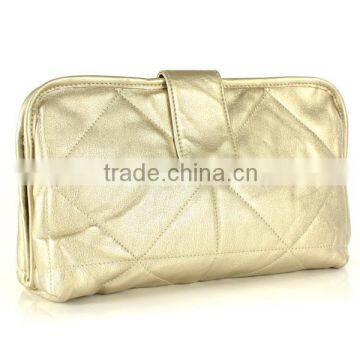 Golden PU Evening Cosmetic Bag With Snap