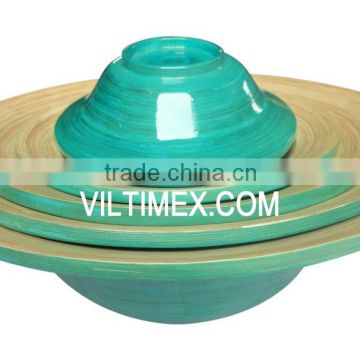 Lacquer bamboo bowls (set of five bowls), Bamboo serving bowls