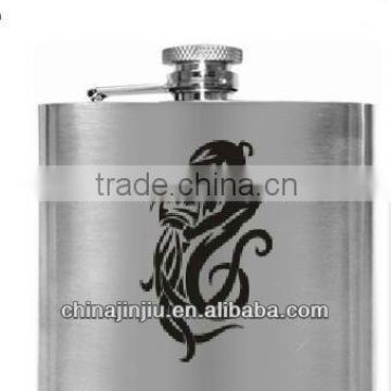 6oz hip flask stainless steel with silk-screen