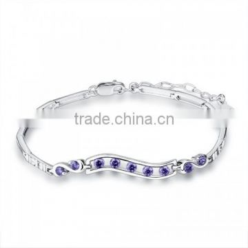 Two colours Purple and white 925 silver jewelry bracelet zircon
