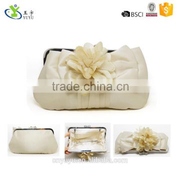 2015 new design Bridal Evening Bag Ivory Satin Handbag
