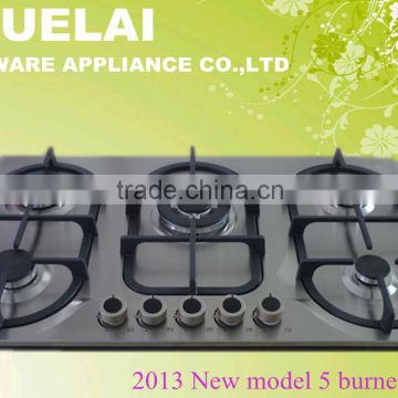 2014 Hot Sales Stainless Steel Panel 5 Burner Gas hob Zhongshan Factory OEM Service(Model no: Z985-ABCCDI)