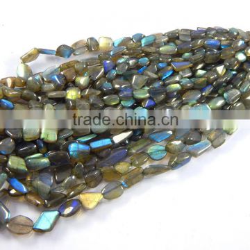 Natural Fiery labradorite uneven nuggets beads tumble beads