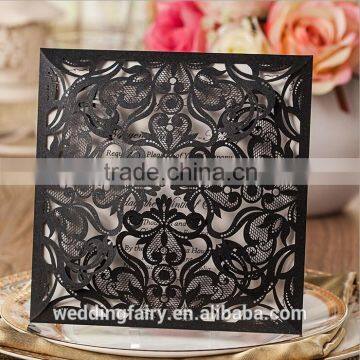 2015 High Quality black pierced flower invitation cards