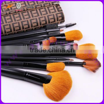 19pcs Orange Hair Professional Makeup Brush Set in Pattern Pouch