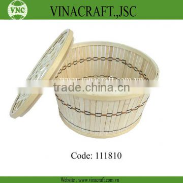 Nice fruit bamboo chip basket with lid for kitchen