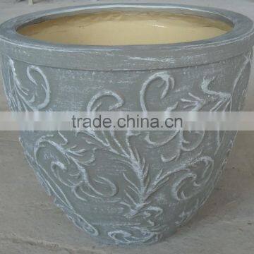 Indoor wash vase - Indoor pottery with round rim and pattern outside