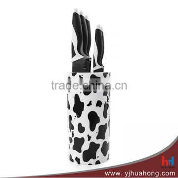 High Quality Non Stick Coating Blade Knife Set with Spot Pattern Block