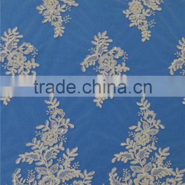 guangzhou african embroidery beaded lace fabric for wedding dress