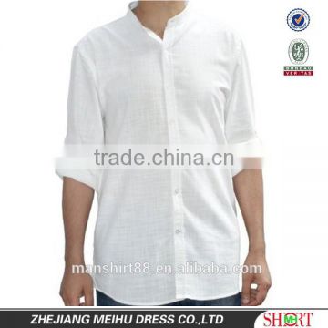 2016 mandarin collar long sleeve linen shirt for men