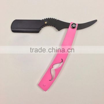 Single Use Blade Straight Razor,Disposable Shaving Razor with pink handle