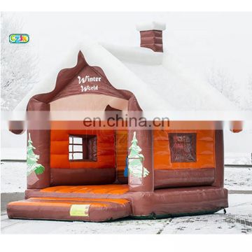 winter log snow cabin inflatable bouncer jumping bouncy castle bounce house