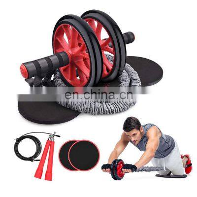Ab Roller Wheel 5-In-1 Kit with Knee Pad Resistance Bands Sliders Jump Rope Core Perfect Home Gym Equipment