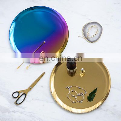 Rolling Tray Set Wholesale Hotel Restaurant Luxury Rose Gold Cookie Metal Stainless Steel Decorative Serving Rolling Tray