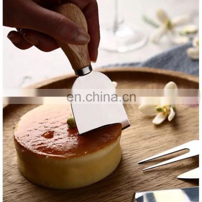 Personalised Custom Logo Stainless Steel Acacia Wooden Handle 4 Pcs Cheese Knife Set
