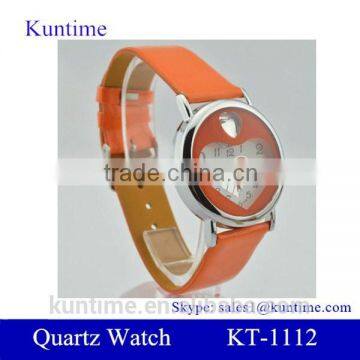 lady gift watch set with Cute Heart Shaped Dial PU leather band