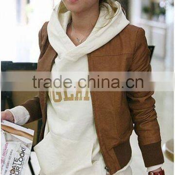 1021040-1 Hot Selling China Wholesale PU Leather Jacket Women Leather Jacket Brown Free Size