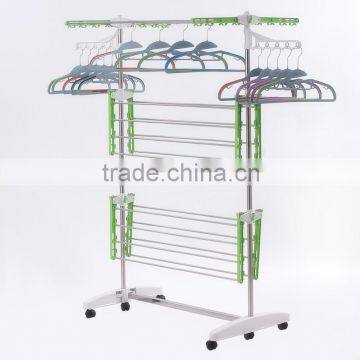 hot sale modern foldable adjustable space with wheel clothes drying rack