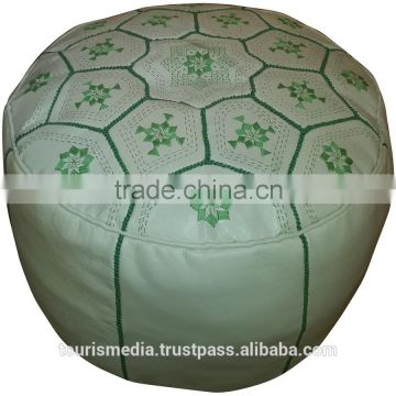 Moroccan white leather pouffe ottomans pouf genuine leather handmade new style