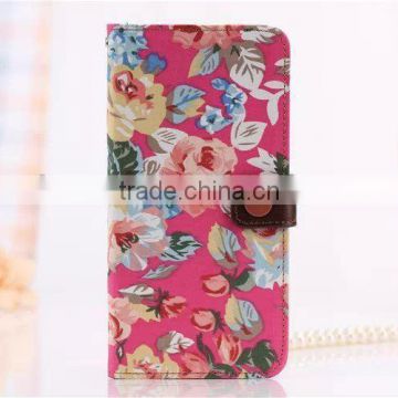 Made in China Flower Pattern Pouch Leather Case for iPhone 6 F-IPHLC020