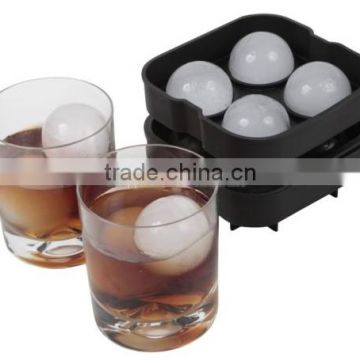 Lifetime Durable Sphere Premium Drink Scotch Water 4 Holes Silicone Ice Ball Maker With Color Box Packing For Party Bar Drinking