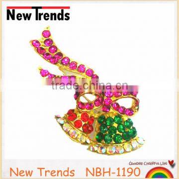 Decorative flashing Christmas bell brooches with colorful crystal stones