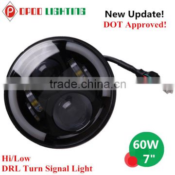 Top New Hi/Low DRL Turn Signal Light 7" Led Headlight for Dodge Jeep