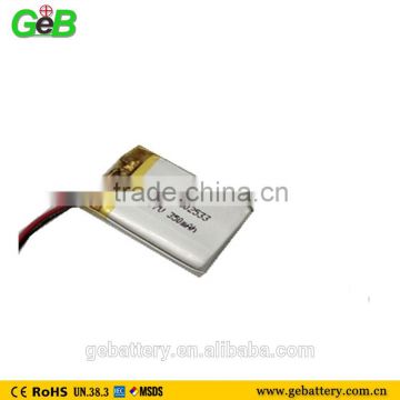 GEB502533 3.7v 350mah lipo rechargeable Lithium Ion Polymer battery