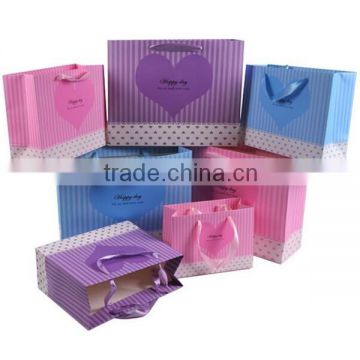 Vertical Stripe With Heart Paper Gift Bag