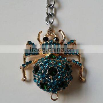 wholesale decorative rhinestones jewelled spider metal alloy key chain
