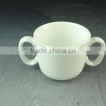 Wholesale Promotional Ceramic Coffee Tea Cup with two handles, cheap coffee cup in stock