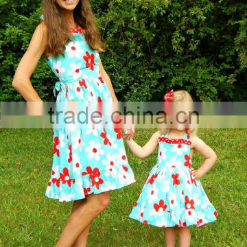 Hot Sale Mommy and Me matching Dresses Cotton foral dress