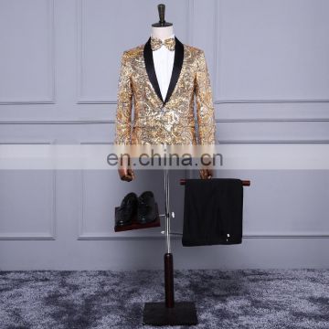 jacket coat blazer sequins male wedding groom party suit men singer bar nightclub costumes club prom stage performance show gold