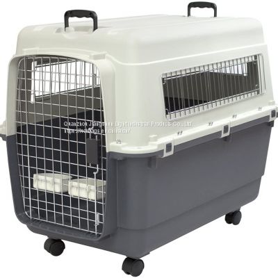 Plastic Kennels Rolling Plastic Airline Approved Wire Door stackable pet travel cage
