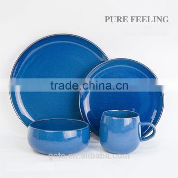 16pcs dinnerware set with blue reactive glaze